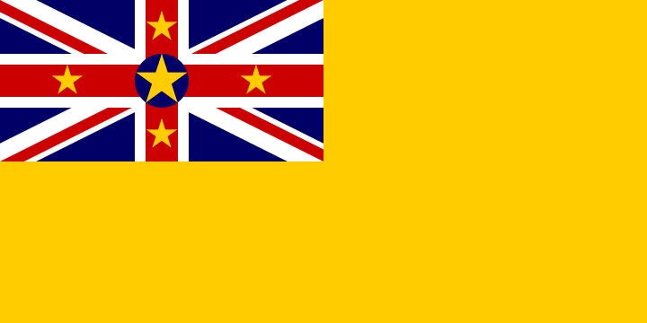 A yellow flag with the British Union Jack defaced with five stars in the canton