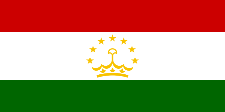 A red–white–green horizontal tricolor with a gold crown and seven stars in the white stripe